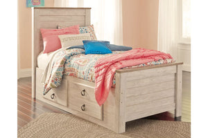 Willowton Twin Panel Bed with 2 Storage Drawers