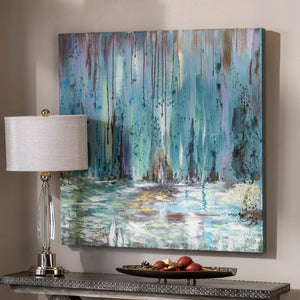 Blue Waterfall Hand Painted Canvas Hp