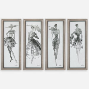 Fashion Sketchbook Framed Prints, S/4