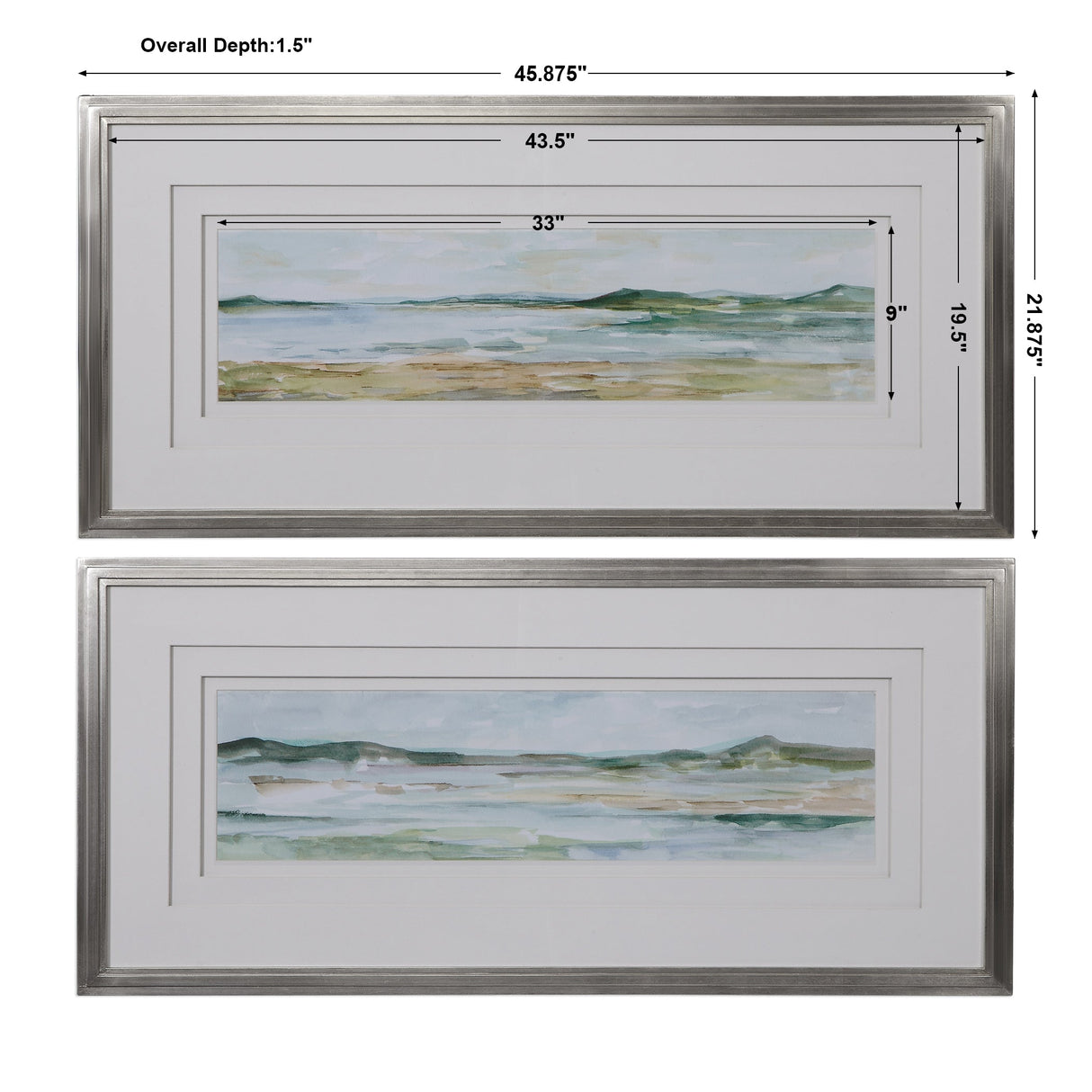 Panoramic Seascape Framed Prints, S/2