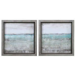 Aqua Horizon Framed Prints, S/2