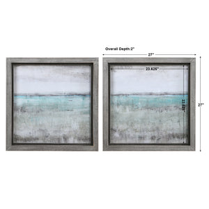 Aqua Horizon Framed Prints, S/2