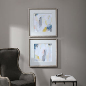 Fractal Pastel Framed Prints, S/2