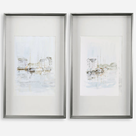 New England Port Framed Prints, S/2, 2 Cartons