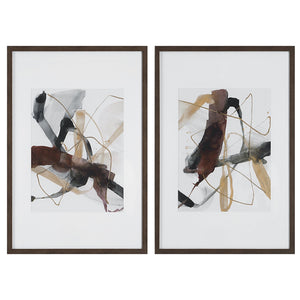 Burgundy Interjection Framed Prints, S/2