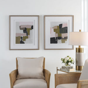 Color Block Framed Prints, S/2