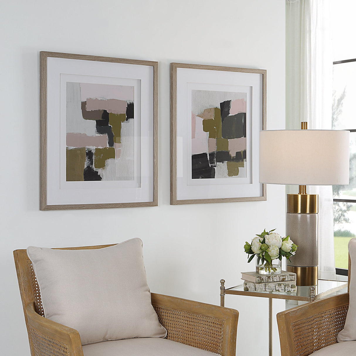 Color Block Framed Prints, S/2