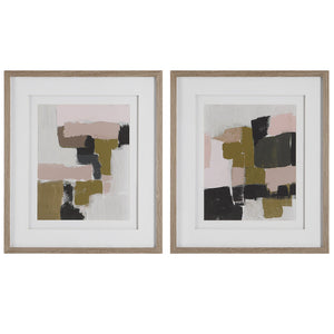 Color Block Framed Prints, S/2