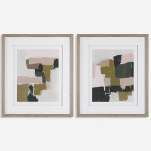 Color Block Framed Prints, S/2