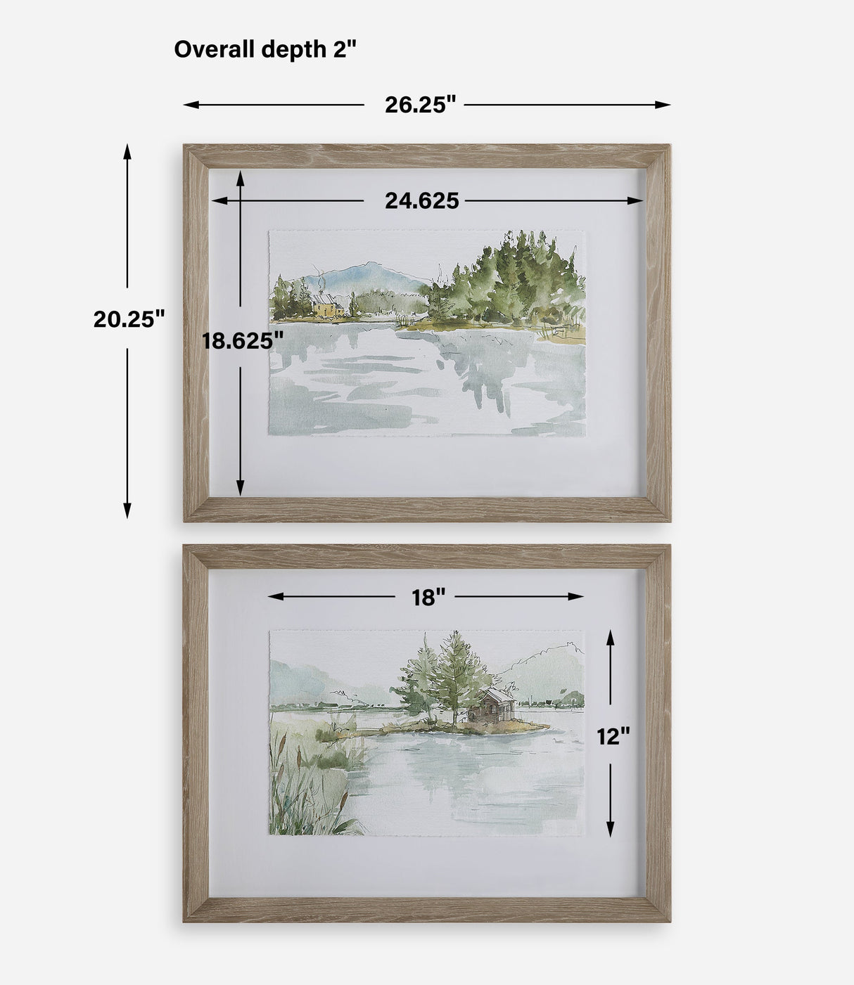 Serene Lake Framed Prints, S/2