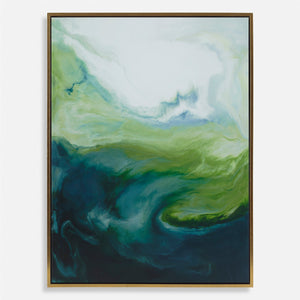 Serene Green Framed Abstract Art