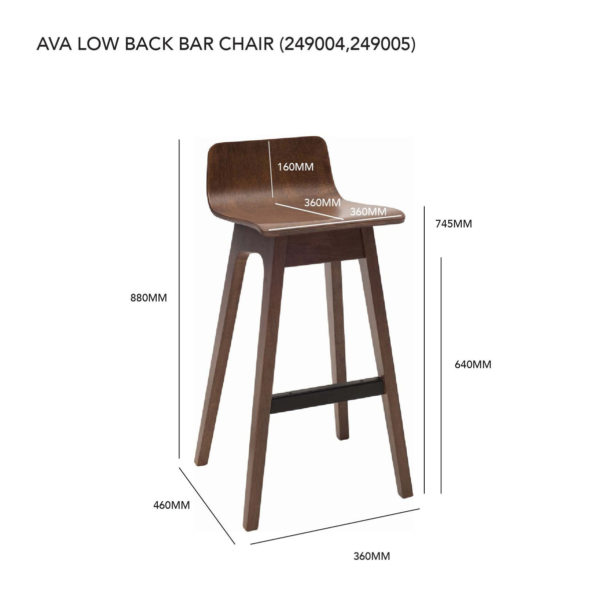 Ava Low Back Bar Chair