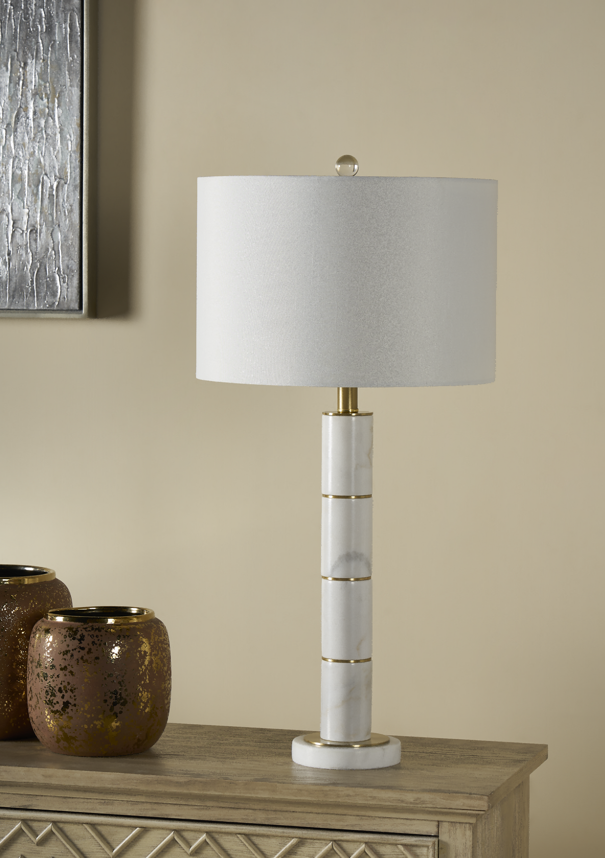 Marble Column Table Lamp