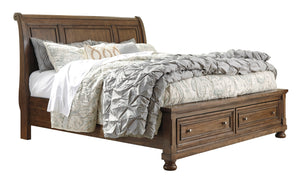 Flynnter King Sleigh Bed with 2 Storage Drawers