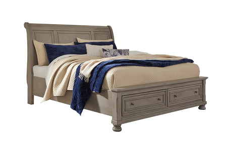 Lettner King Sleigh Bed with 2 Storage Drawers