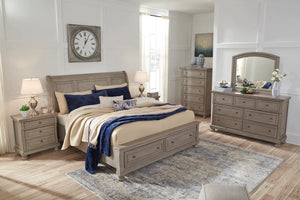 Lettner King Sleigh Bed with 2 Storage Drawers