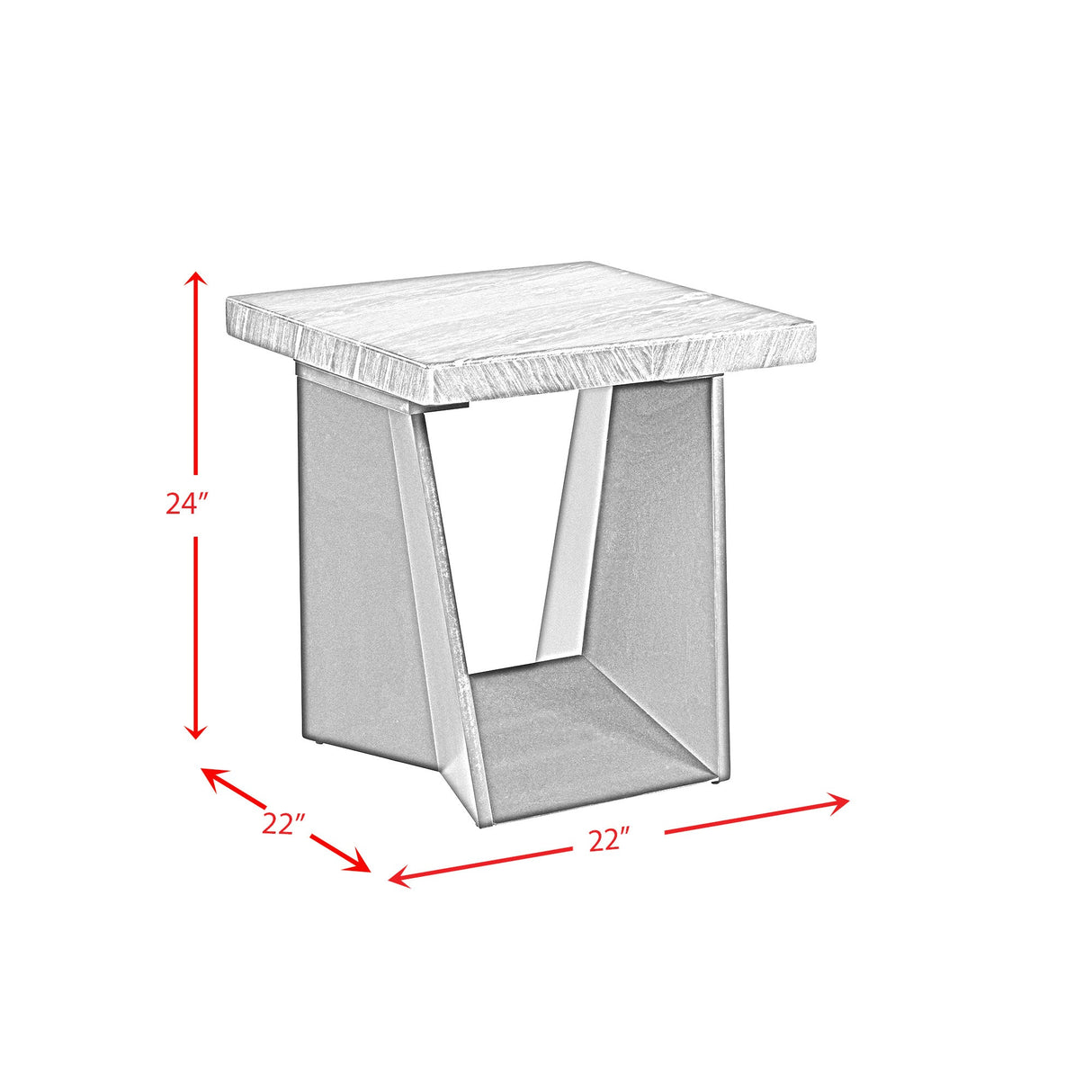 Beckley End Table In White Marble Top