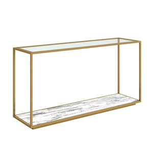 Amerah CONSOLE TABLE - White Arabescato Gold Finish