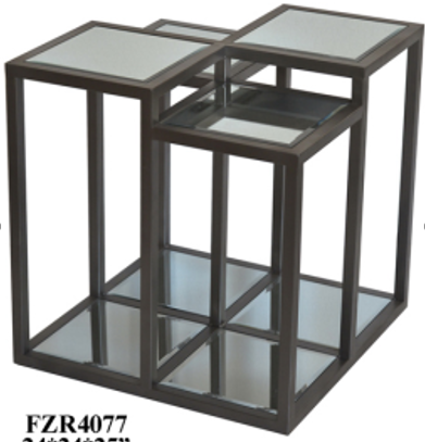 Multi Level Mirror End Table