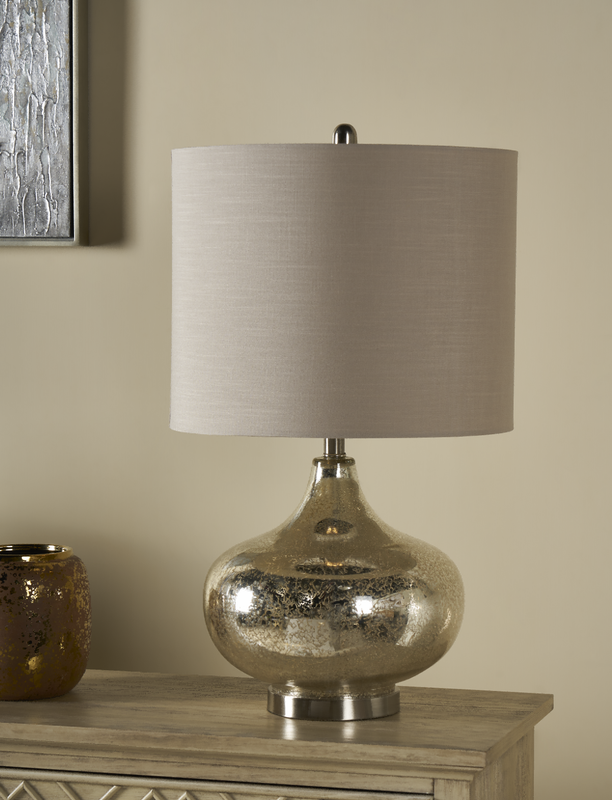 ASCOTT SILVER TABLE LAMP  32.5''HT.,RESIN&METAL MI