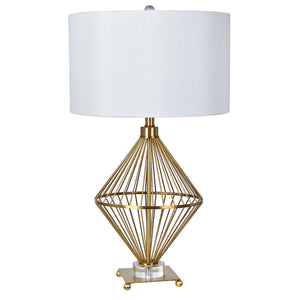 TRINA TABLE LAMP30''HT., METAL & CRYSTALBRASS & CR