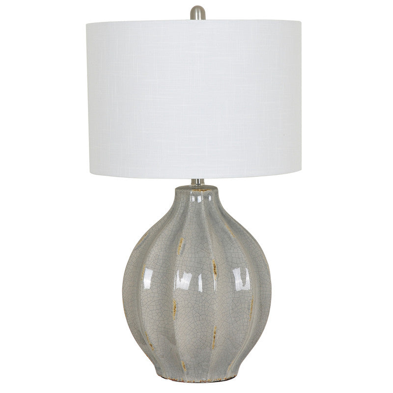 PERRY TABLE LAMP28''HT., CERAMICGREY CERAMIC FINIS