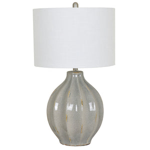 PERRY TABLE LAMP28''HT., CERAMICGREY CERAMIC FINIS