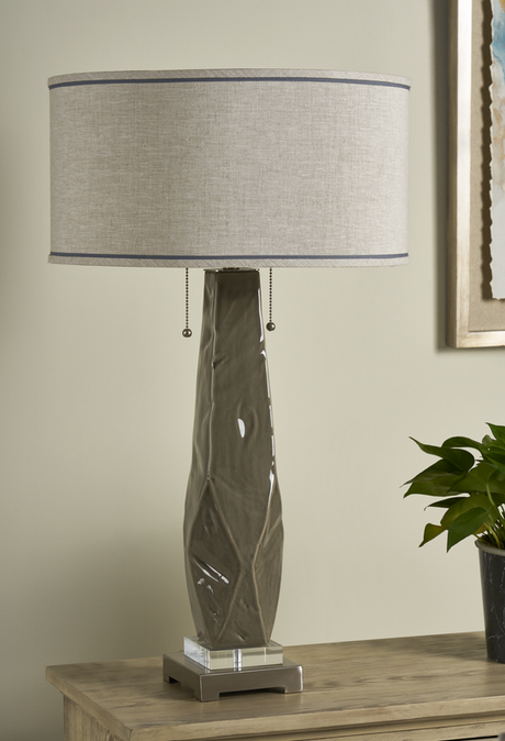 TAYLOR TABLE LAMP  31.5''HT.,CERAMIC & METAL & CRY