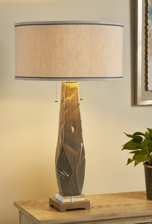 TAYLOR TABLE LAMP  31.5''HT.,CERAMIC & METAL & CRY