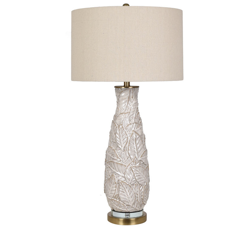 PLANTS TABLE LAMP  34.5''HT.,CERAMIC & METAL & CRY