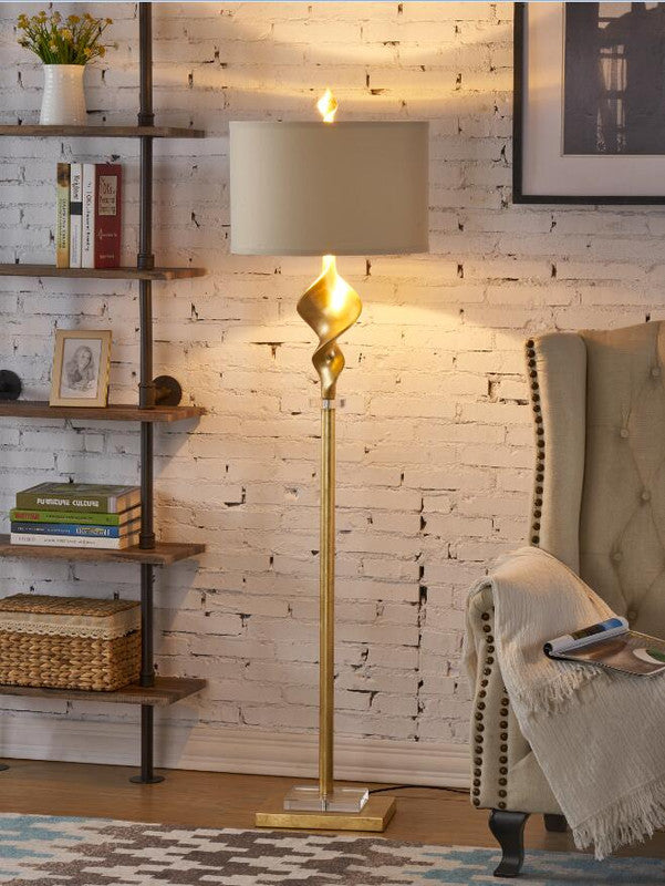 Natural Linen Shade Gold Floor Lamp