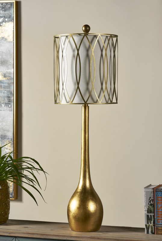 CARRINGTON TABLE LAMP  39''HT.,RESIN  GOLD LEAF FI