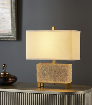 GLACIER TABLE LAMP  21.5''HT.,CLEAR RESIN&METAL  C