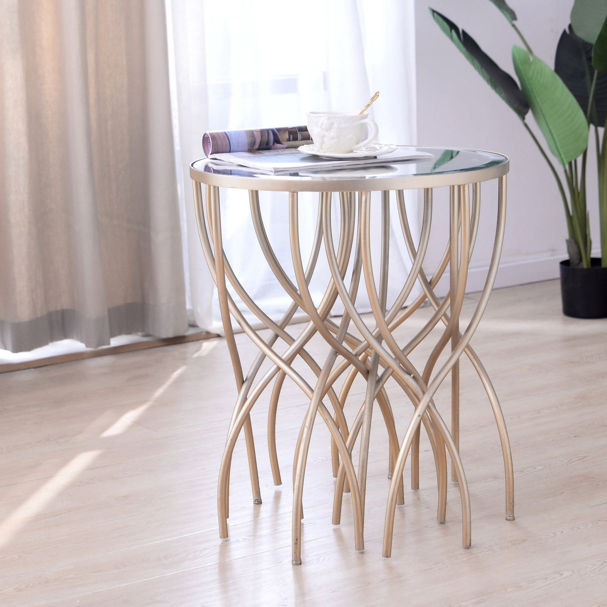 Melrose Gold Mirror Accent Table