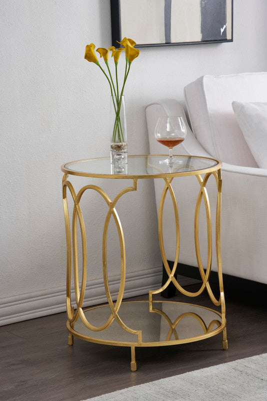 Oval Gold End Table