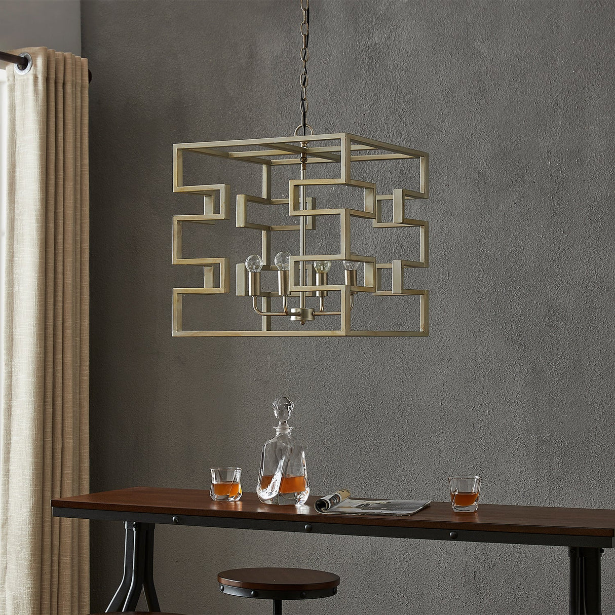 Puzzled Box Brass Leaf Finish Pendant Lamp