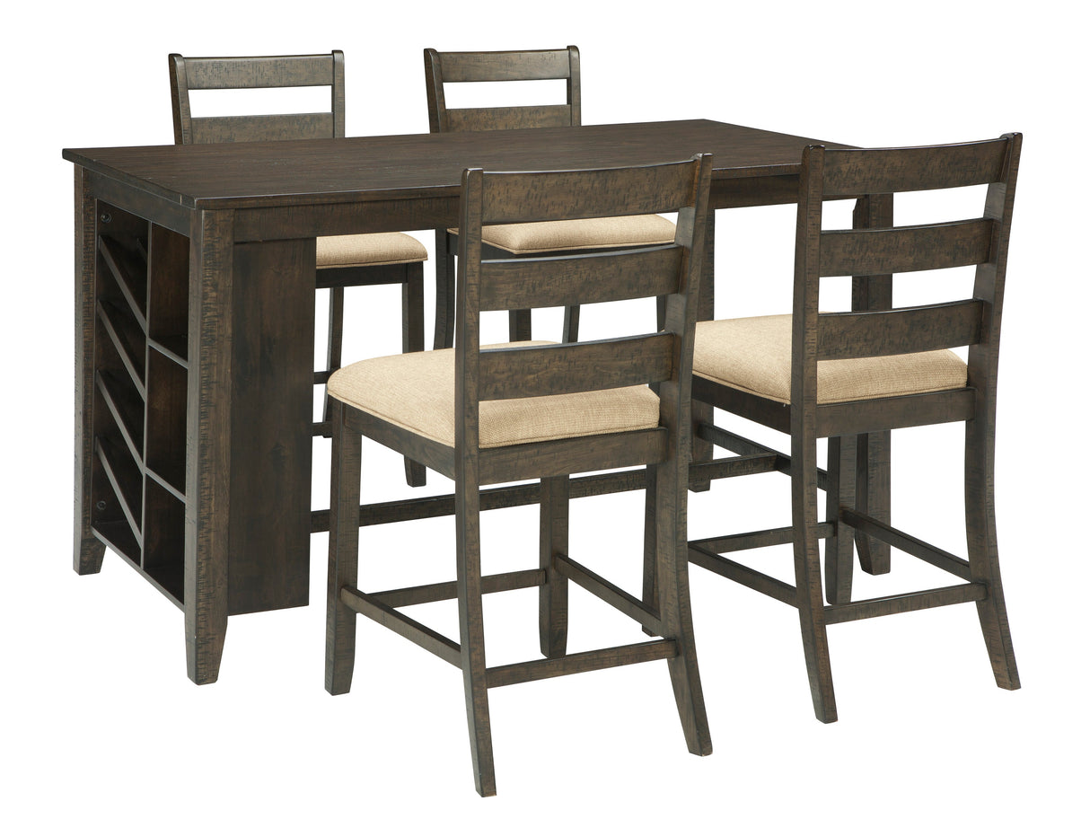 Rokane Counter Height Dining Table and 4 Barstools Set