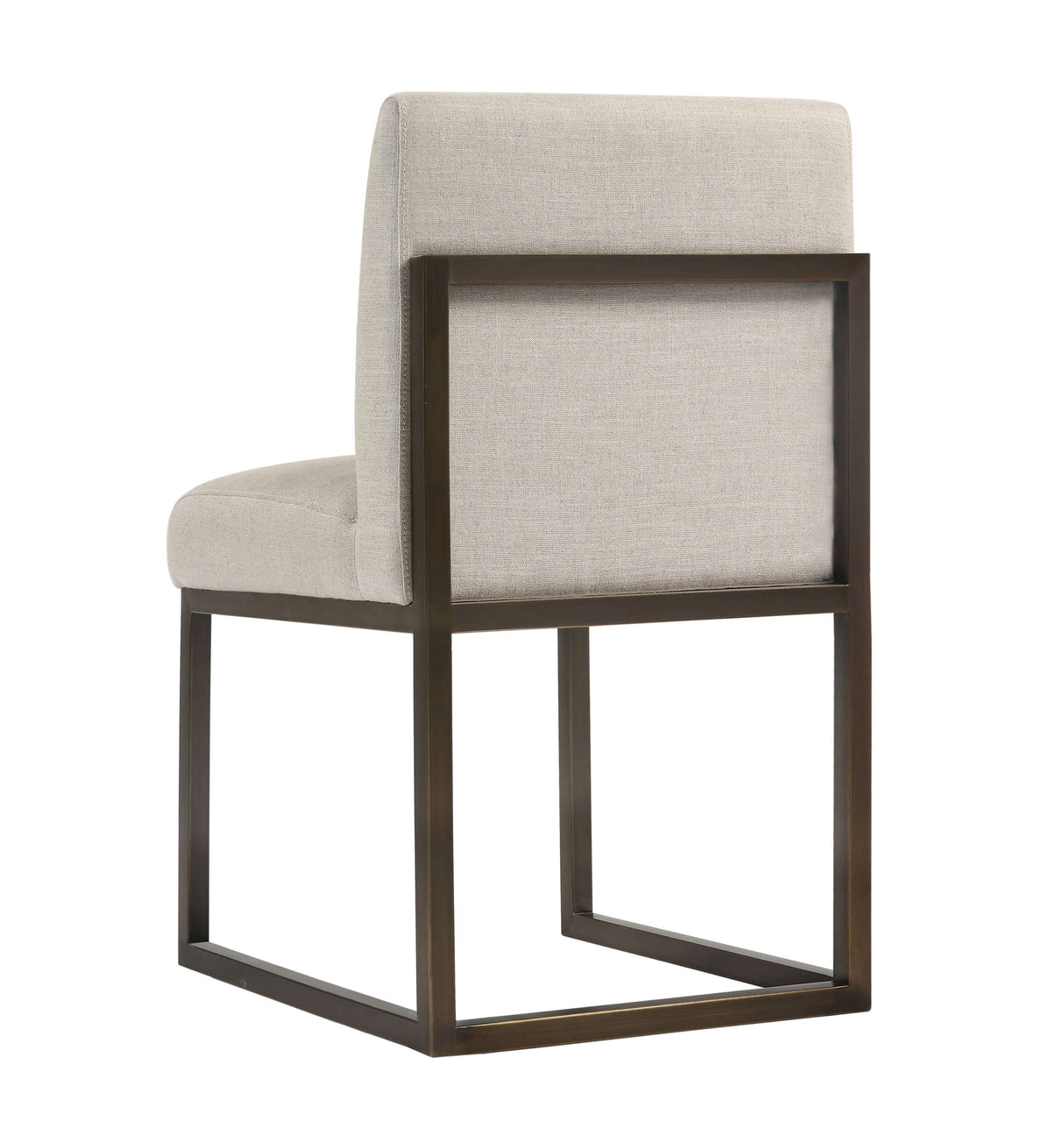 Haute Beige Linen Chair in Brass