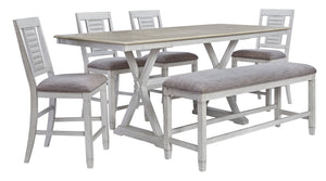 Teganville Counter Height Dining Table and 4 Barstools and Bench