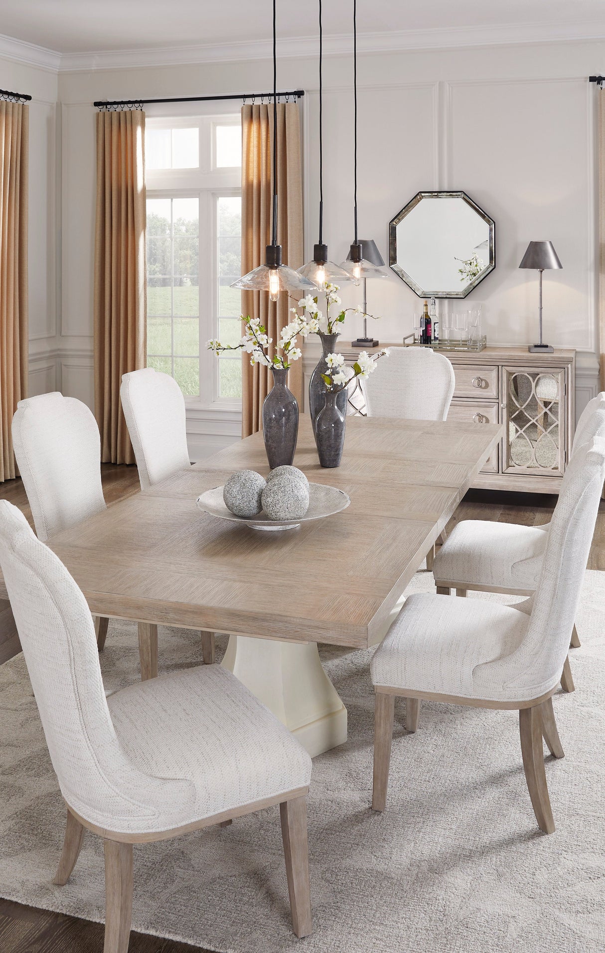 Jorlaina Dining Set 8 Chairs