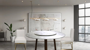 Bamboo White Marble Dining Table-4 Persons