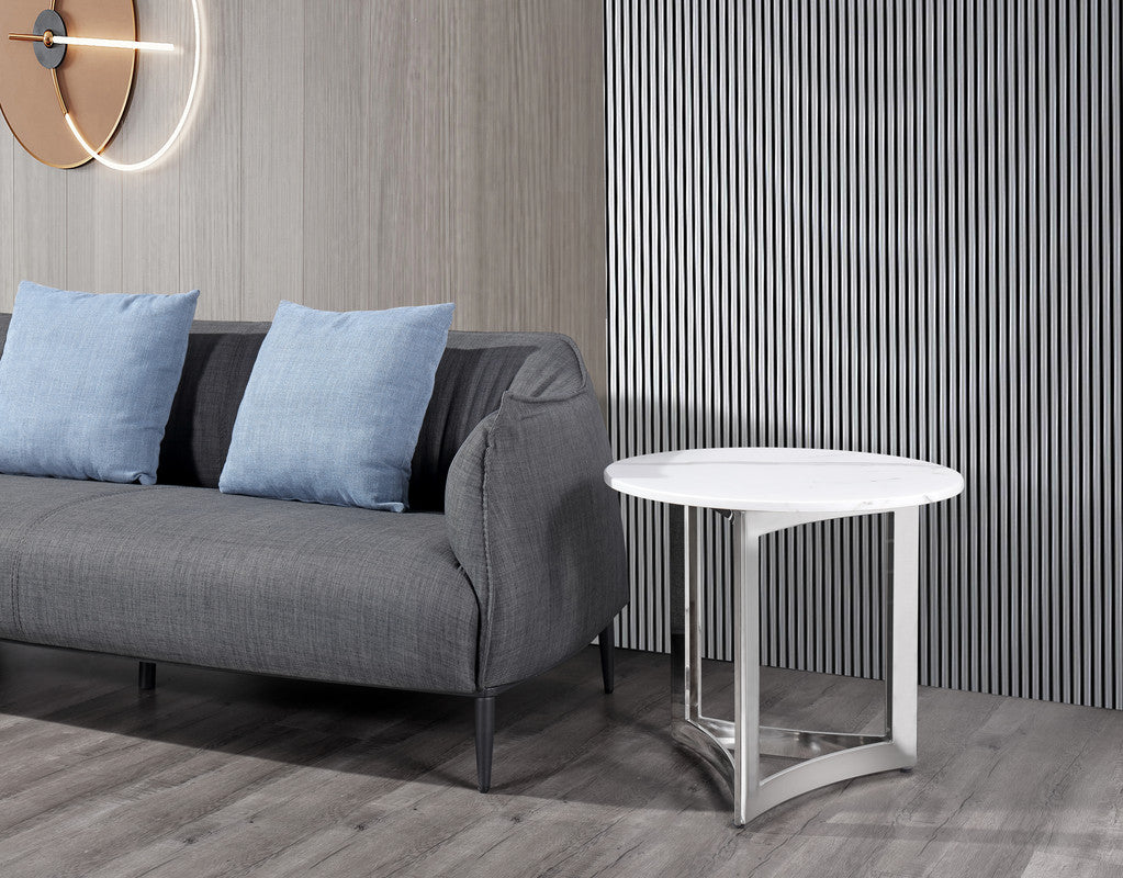 Alexa Side Table Marble With Sliver Base