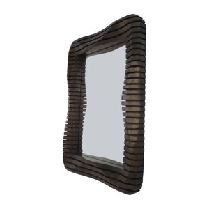 41X30" KENSINGTON SLATTED WOOD MIRROR, BROWN