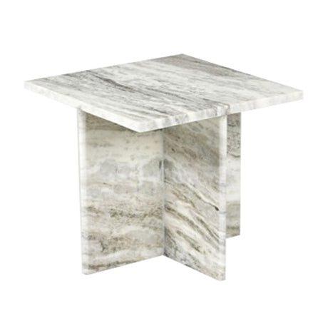 18" ROMMI LARGE MARBLE TABLE, WHITE