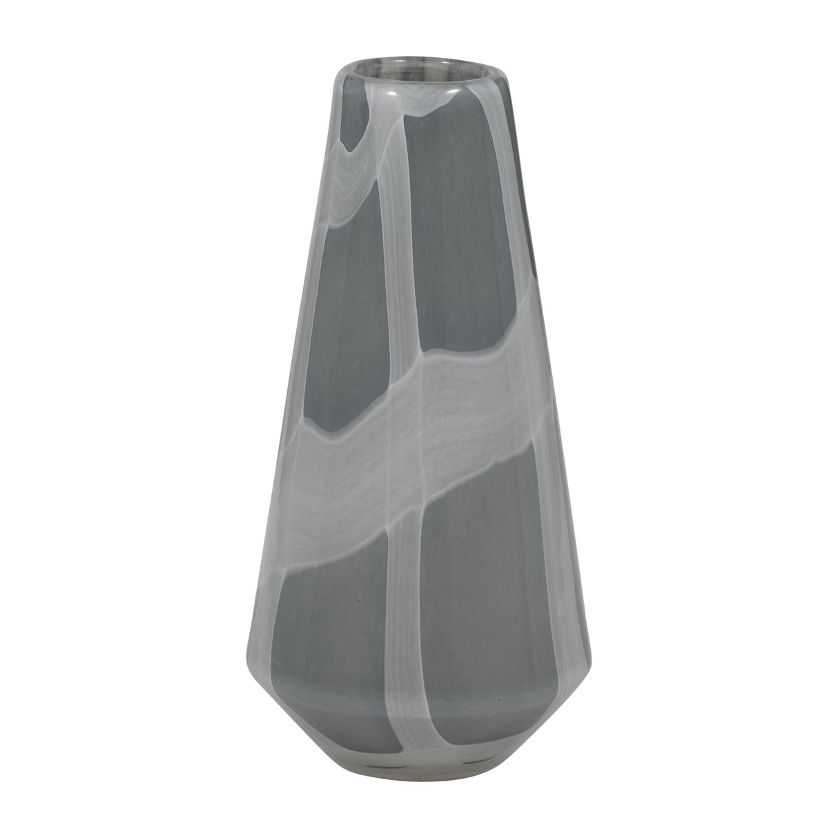 11" VICTORIA LARGE GRAY GLASS VASE