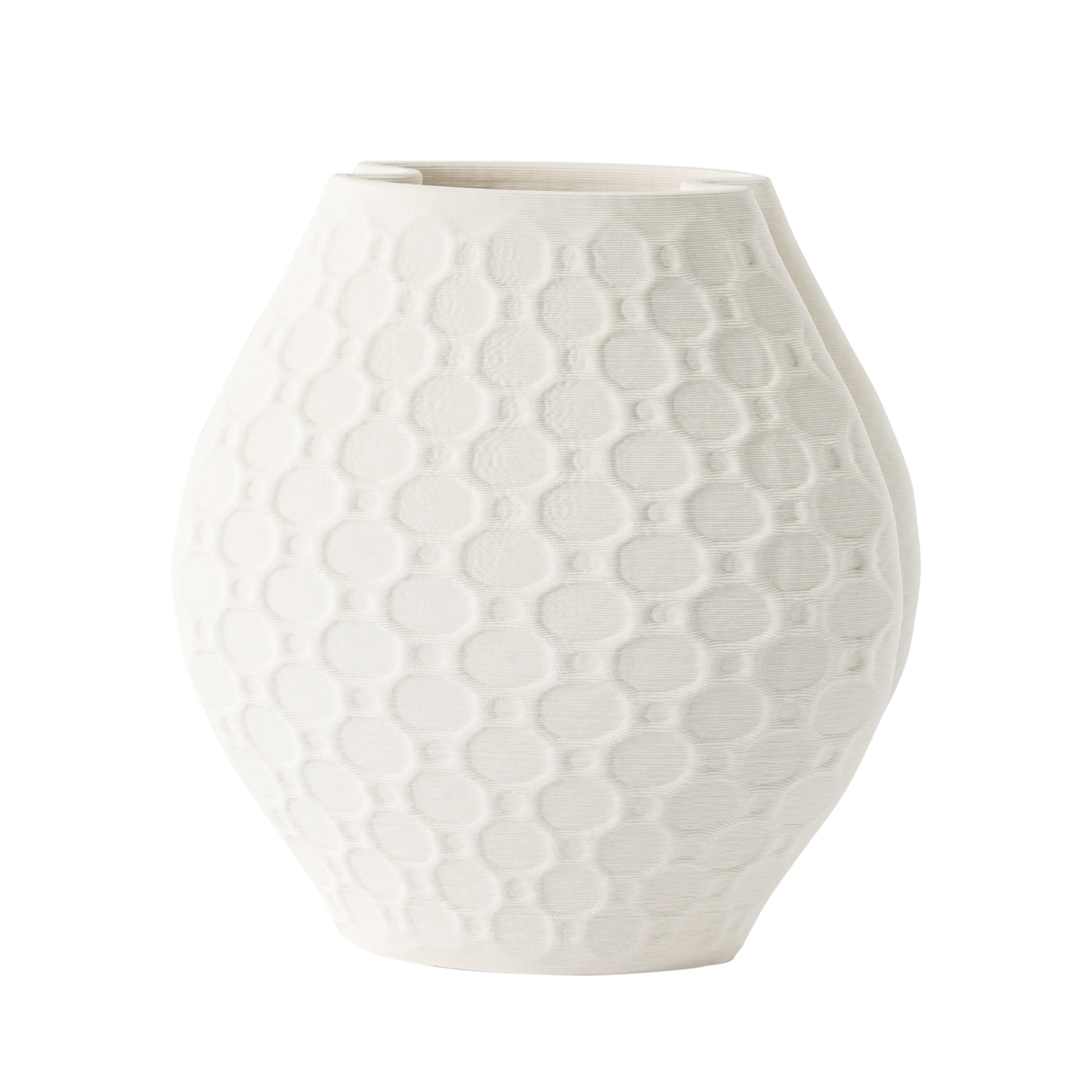 11" ELPHANTINE 3D PRINTED VASE, IVORY/BEIGE