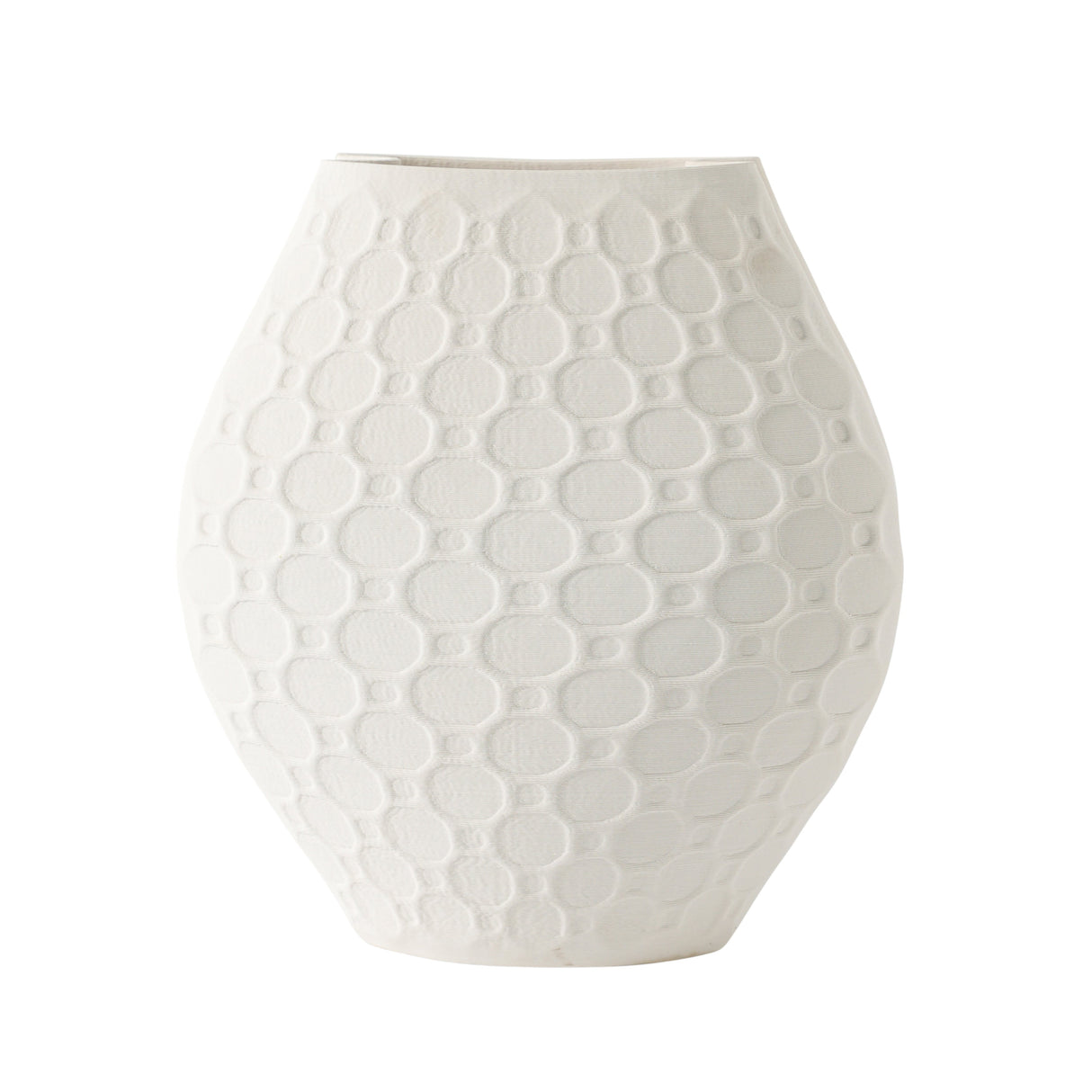 16" ELPHANTINE 3D PRINTED VASE, IVORY/BEIGE