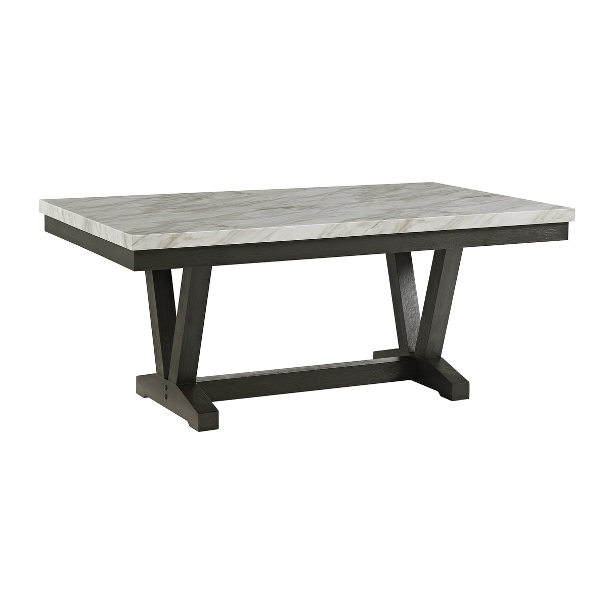 Everdeen Dining Table w/ White Faux Marble Top in Charcoal