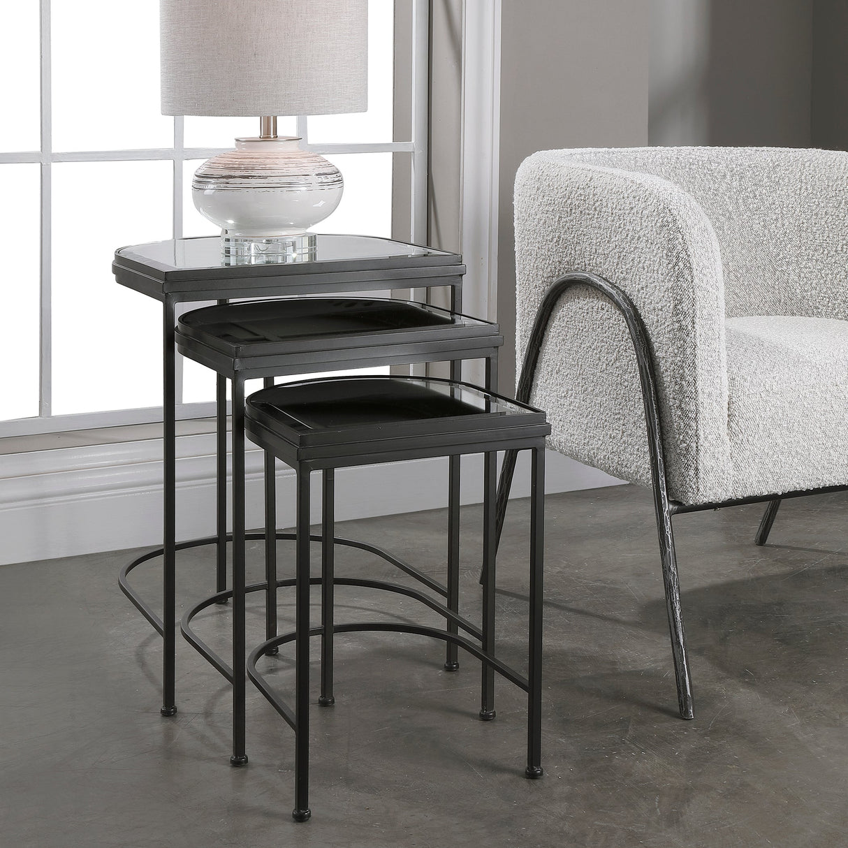 India Nesting Tables, Black, S/3