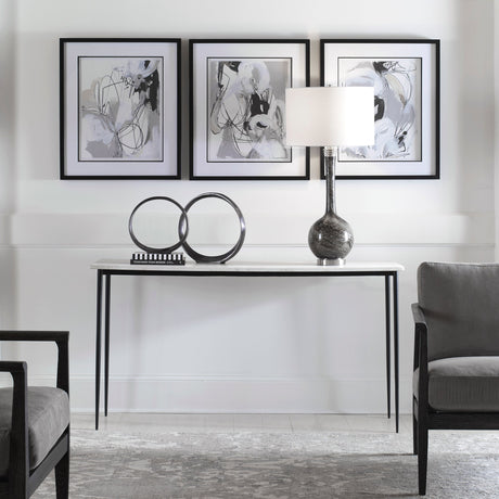 Uttermost Nightfall White Marble Console Table